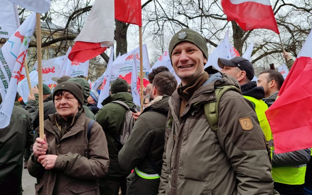 Protest leśników 6 marca 2024 r. w Warszawie